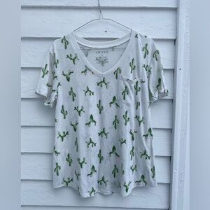 Awake Cactus Print White Simple Tee 🌵🏜️